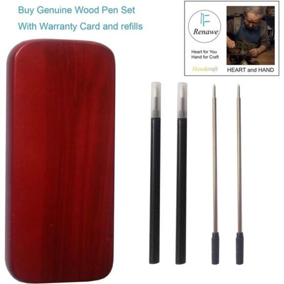 Wooden Pens Set with Gift Case/Best Writing Fountain Fancy Ballpoint Pen - Picture 7 of 8